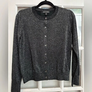 Banana Republic Merino Wool Grey Metallic Shimmer Button Down Cardigan Size S